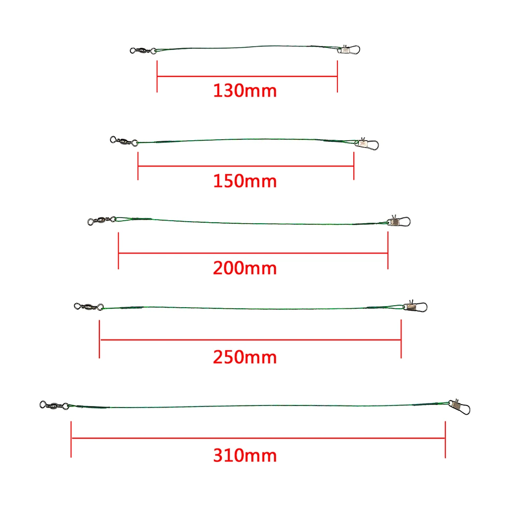 20 шт./лот, рыболовная леска с защитой от укуса, поводок из стальной проволоки с поворотной защелкой, Рыболовный аксессуар Olta Leadcore, поводок 15 см, 20 см, 25 см, Pesca