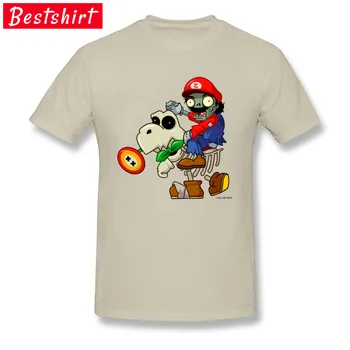 

Plants VS Zombie Mario 90's Cartoon Interesing Tshirt Men 100% Cotton Slim Fit Tees Fashionable Funny T-Shirt Free Shipping