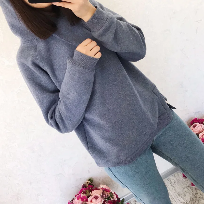 

2019 Autumn winter hoodies women's sweatshirt casual solid color hooded sweatshirt