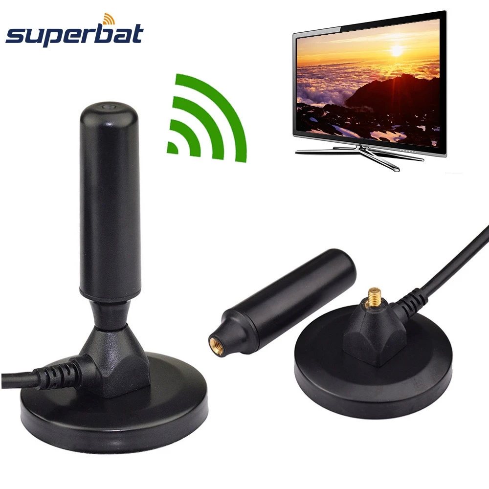 

Superbat 5dbi DVB-T Antenna Aerial with 3M RG58 extension Cable DVB-TV Plug Magnetic based Mounting 470-860MHZ Customizable