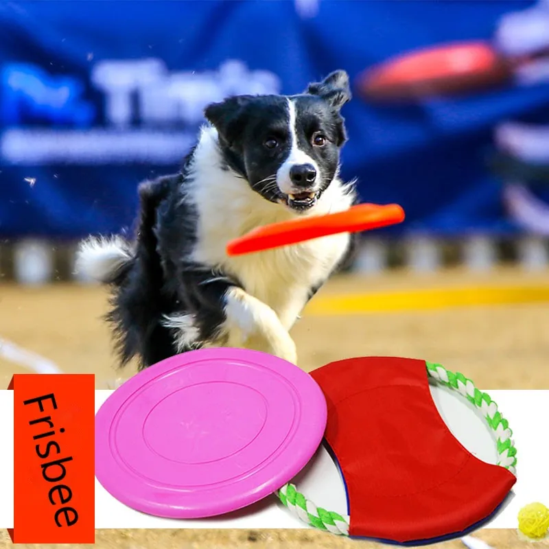 الحيوانات الأليفة اللعب الفريسبي الحيوانات الأليفة الكلب لعب تدريب مضغ دغة المطاط لينة القطن قماش طبق طائر في الهواء الطلق تحلق أقراص الكلب ...