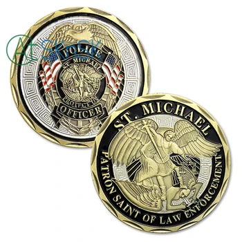 

10pcs New arrived Police Officer ST Michael Patron Saint of Law Enforcement Challenge Coin,Bronze Plated Coin,United State Coin