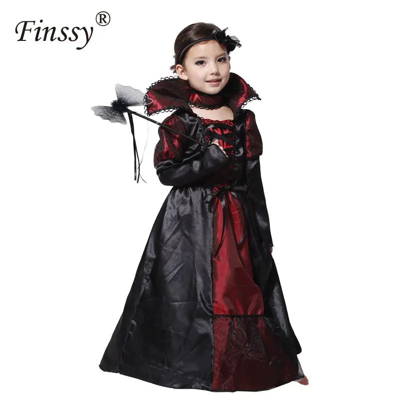 Детские костюмы вампира для косплея принцессы для девочек, Детский костюм на Хеллоуин, длинное платье, вечерние карнавальные костюмы