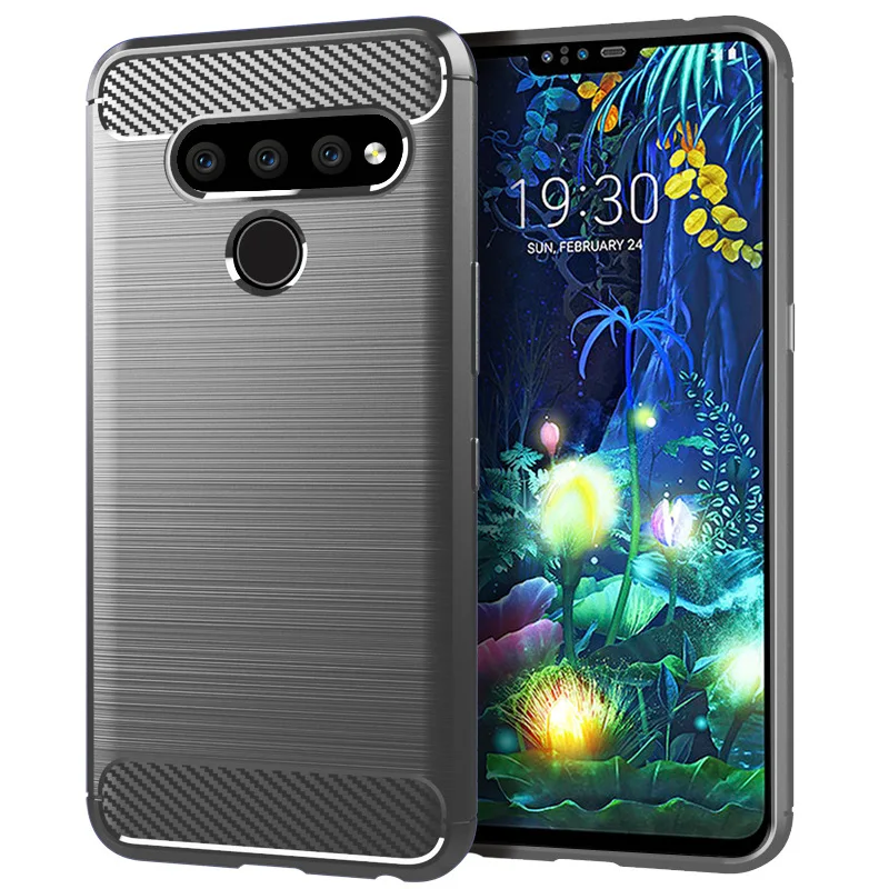 

for lg v50 thinq case silicone carbon fiber cell phone anti knock anti fingerprint cases