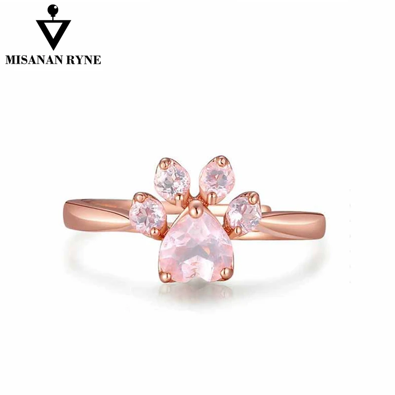 

MISANANRYNE New Arrival Clear Crystal Ring Puppy Footprints Rose Gold-color Crystal Wedding Jewelry For Women Romantic Style