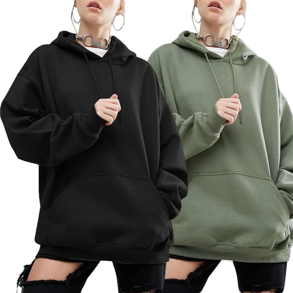 

Womens Oversize Hoodie Sweatshirt Casual Solid Color Outwear Cotton Loose Long Bat Sleeves Pullover Plus Size