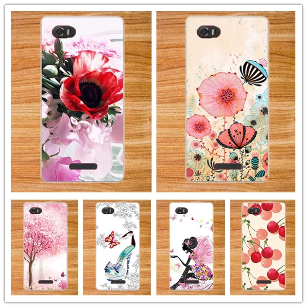 For Fly IQ4405 Case Cover Diy UV Painting Colored Flowers Fruit Soft Tpu IQ 4405 Evo Chic 1 4.5" Sheer Bags | Мобильные телефоны