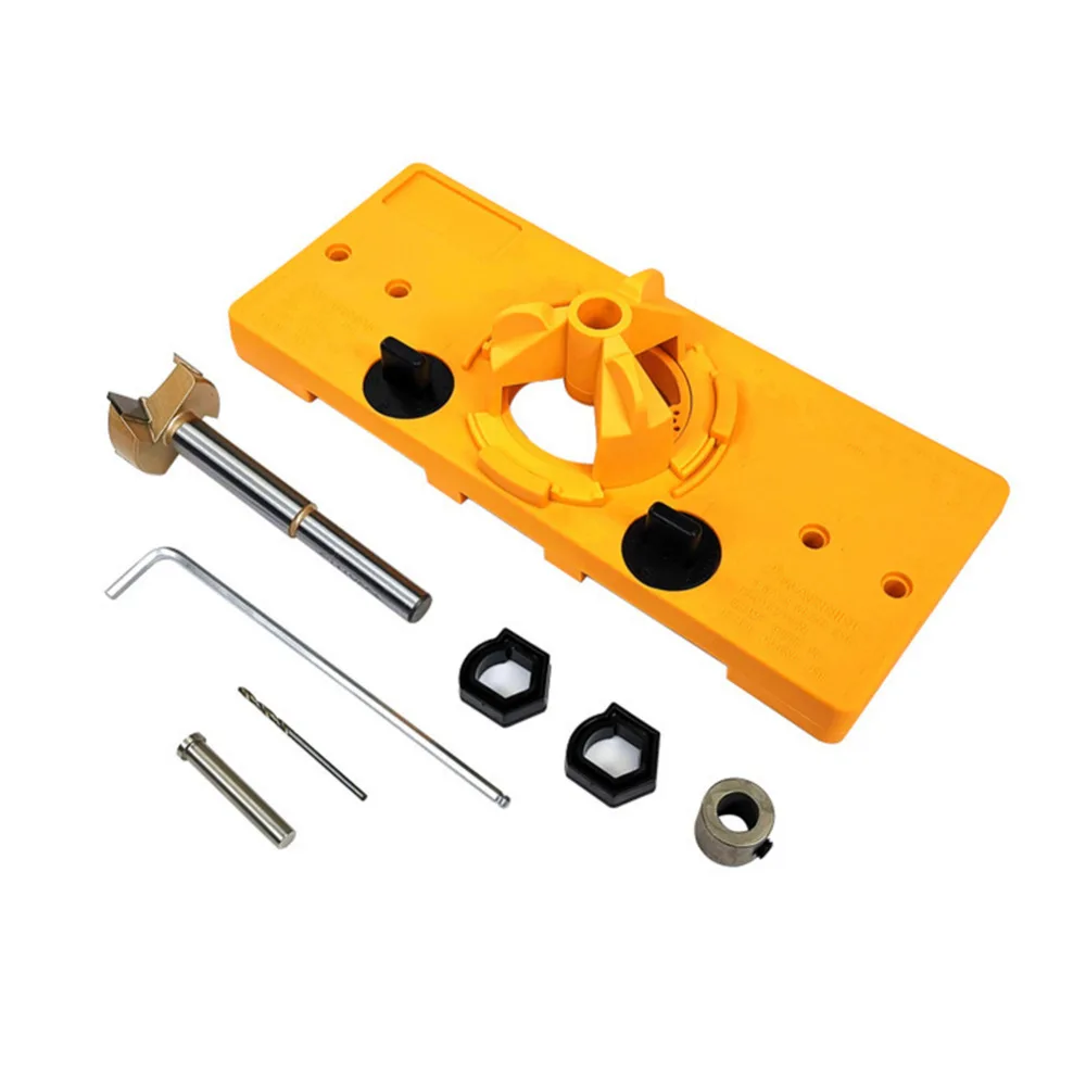 

35MM Hinge Jig Drill Guide Set Wood Hole Saw Drill Locator Door Boring Hole Template Bit Woodworking Tools Wood Drilling Wrench