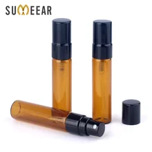 100 шт./лот пробная упаковка 5 мл Янтарный пульверизатор многоразового использования флакон духов Черный распылитель для пульвезатора Косметический Контейнер Чехол