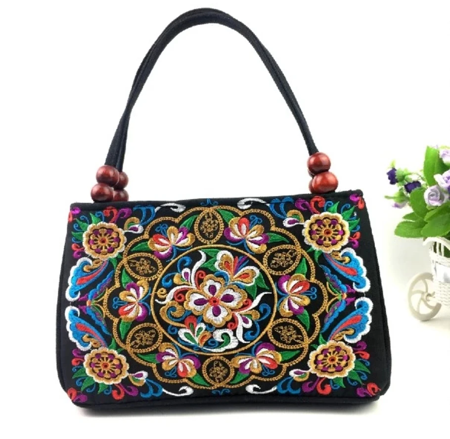 MIWIND Floral Embroidery Bags Ethnic Thailand Handmade Embroidered