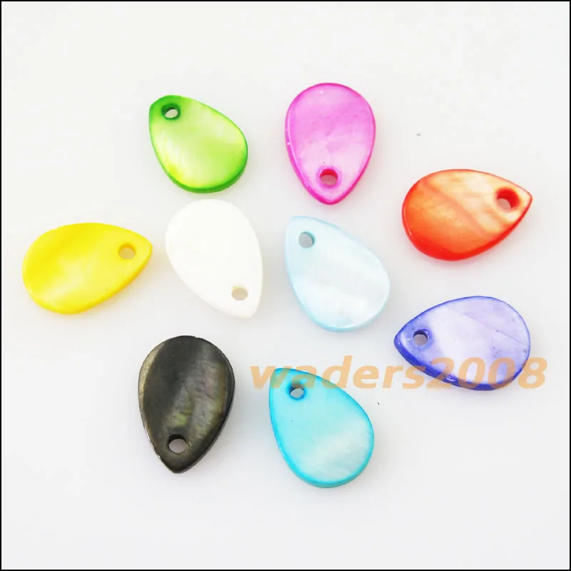

25Pcs Mixed Smooth Teardrop Flat Natural Shell Charms Pendants 9x13mm