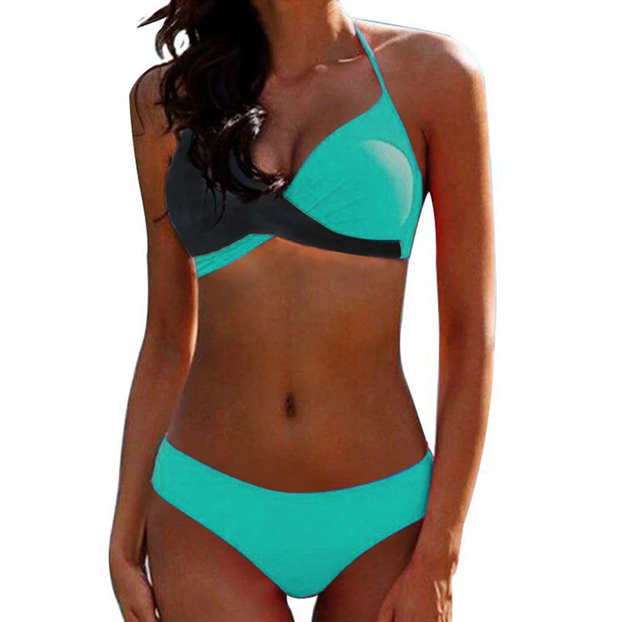 patchwork two pieces swimsuit