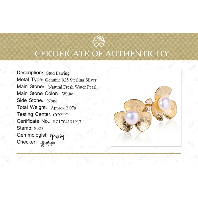 Lotus Fun Real 925 Sterling Silver Natural Pearl Handmade Fine Jewelry Fresh Clover Flower Stud Earrings for Women Brincos