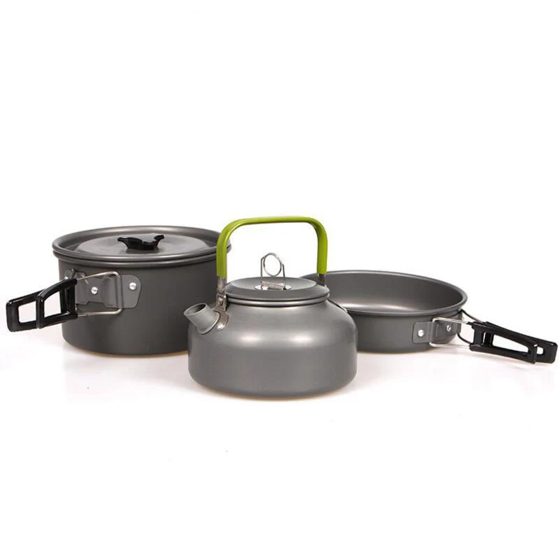 

Hot Outdoor Teapot Cooking Tools Outdoor Tableware Frying Pan Kettle Outdoor Picnic Tableware Camping Pot Trekking Pot 3 Sets