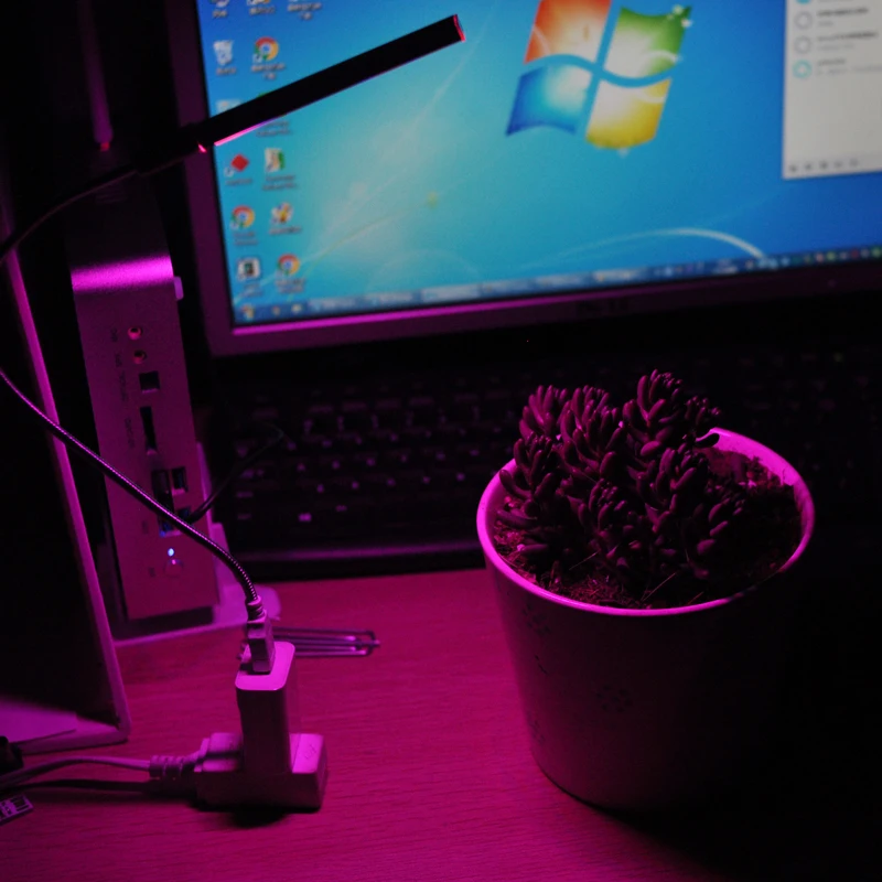 High Power Plant lamp USB 5v Red and blue LED Greenhouse Plants Hydroponics Flower Panel 4.8W with support hose usb metal tube
