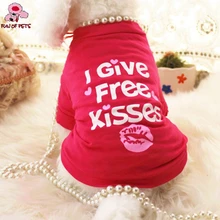 Милая летняя футболка с рисунком «I Give Free Kiss» розового цвета для собак, жилет, хлопковая одежда для собак, для собак-щенков