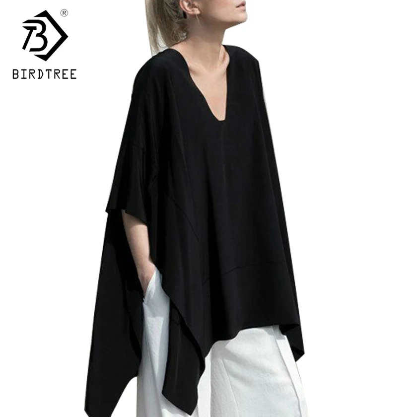 

2017 Womens Shirts Sexy Oversized Asymmetric Poncho Cape Casual Top For Women Batwing Sleeves Irregular Loose T-Shirts T7N865A