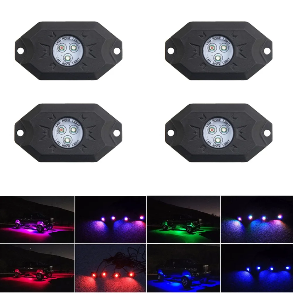 

Led Rock Lights 4Pcs with Canbus and Remote Control for 4X4 Off Road Jeep Wrangler Jk Lada Car-styling Parking Boating