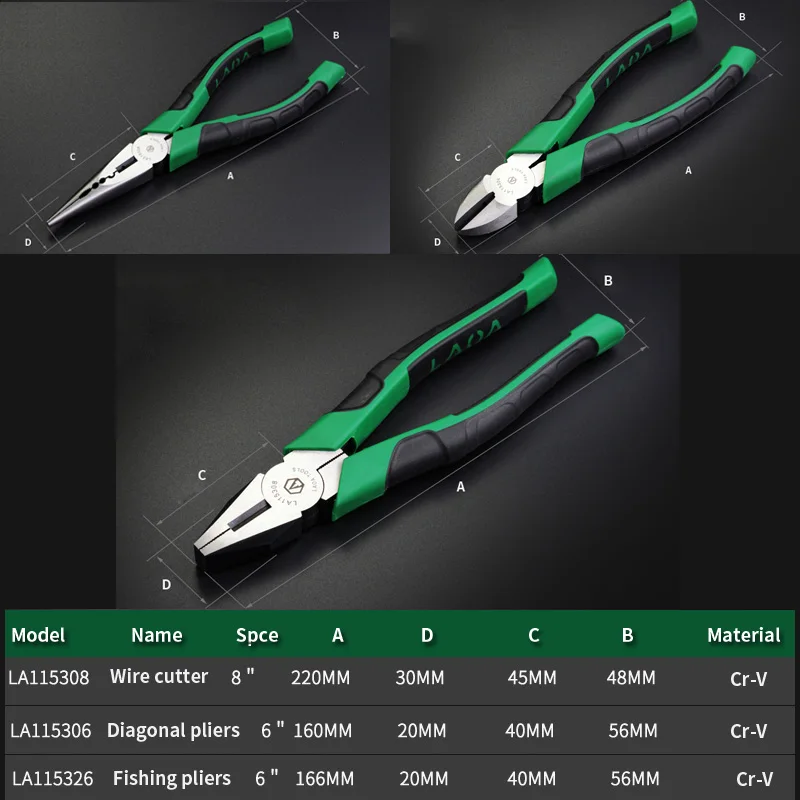 LAOA мультиинструменты 3 шт. плоскогубцы набор кусачки плоскогубцы кусачки Кусачки Бокорезы электрика ручные инструменты - Цвет: 3pcs as pictures-2