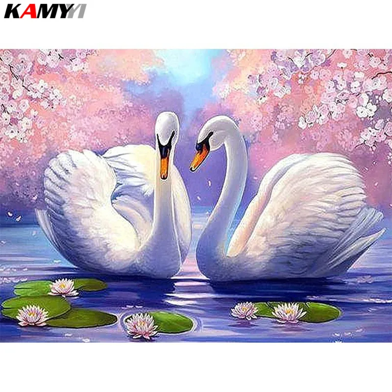 

Diamond Embroidery Swan Full Square Drill Mosaic Home Wall Sticker Living Room Decoration Diamond Embroidery Animals XY1