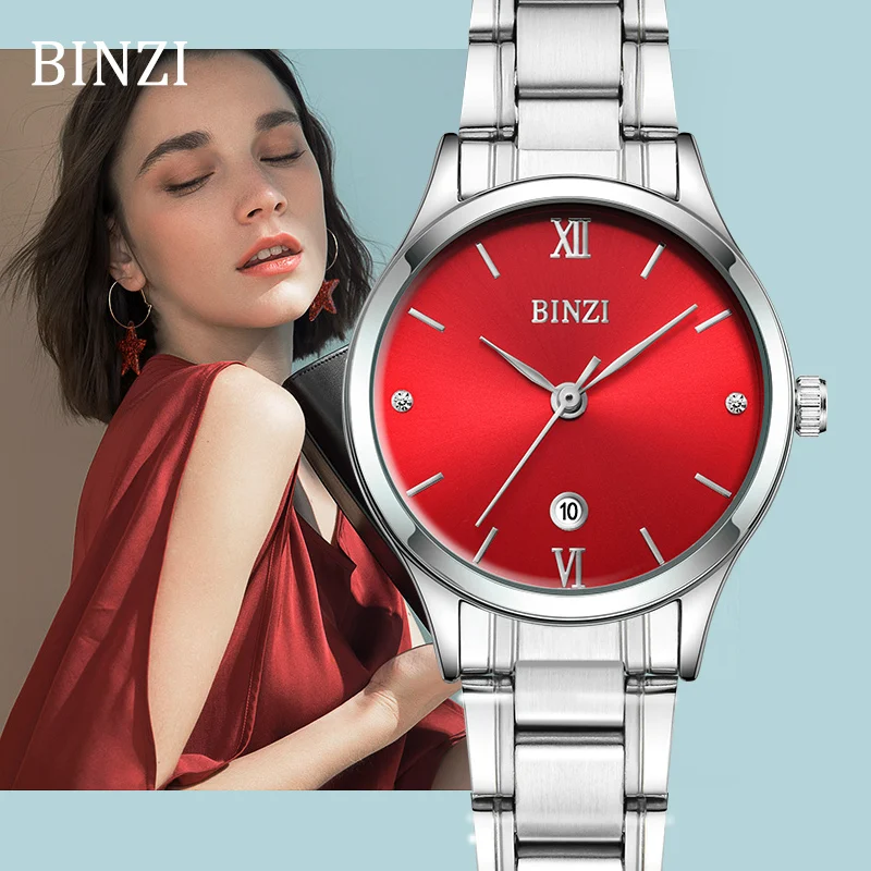 

2019 Red stainless steel Quartz Women Watches Ladies dress Bracelet Fashion/luxury Wristwatch Relogio Feminino Montre Femme
