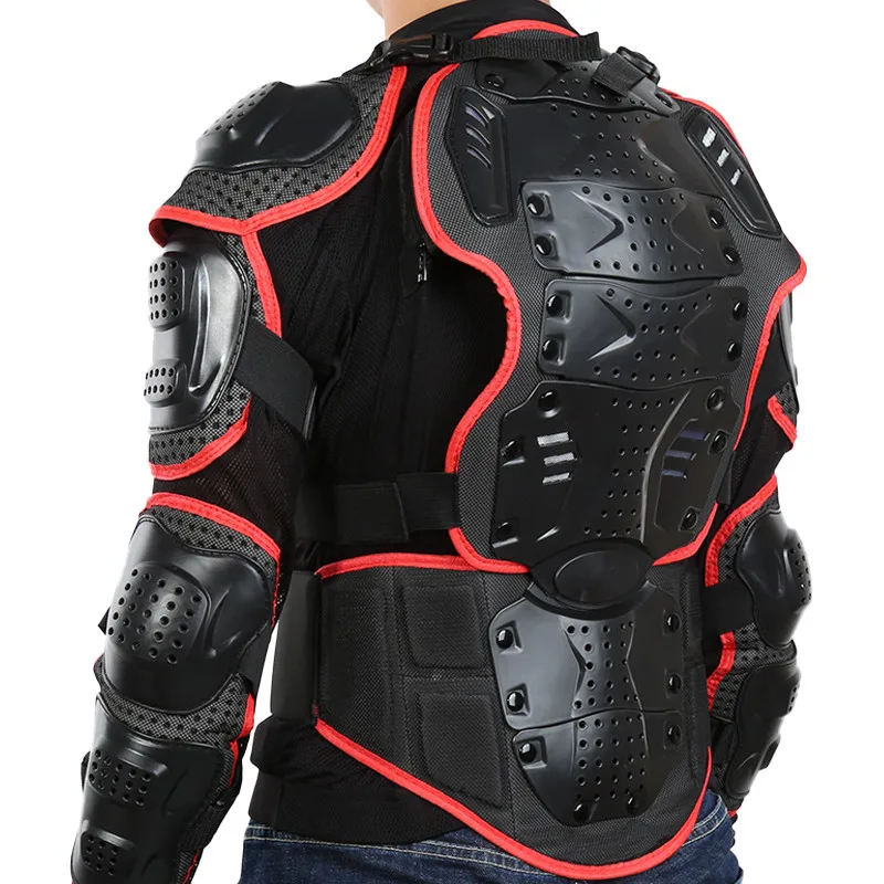 

Motorcycle Jacket Motorbike Riding Jacket Full Body Armor for Men Spine Chest Protection Gear Red Edge Deluxe Edition S-XXXL