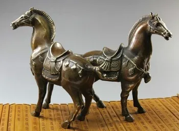 

Rare Qing Dynasty A pair of fine Chinese collection bronze statue statue horse Free shipping