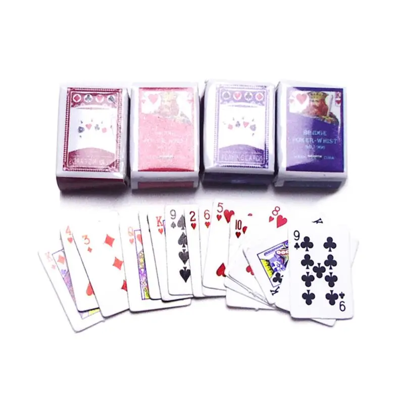 

Good Quality New 2 Sets Miniature Poker 1:12 Mini Dollhouse Playing Cards Game Model Cute Doll House Accessories Home Decor