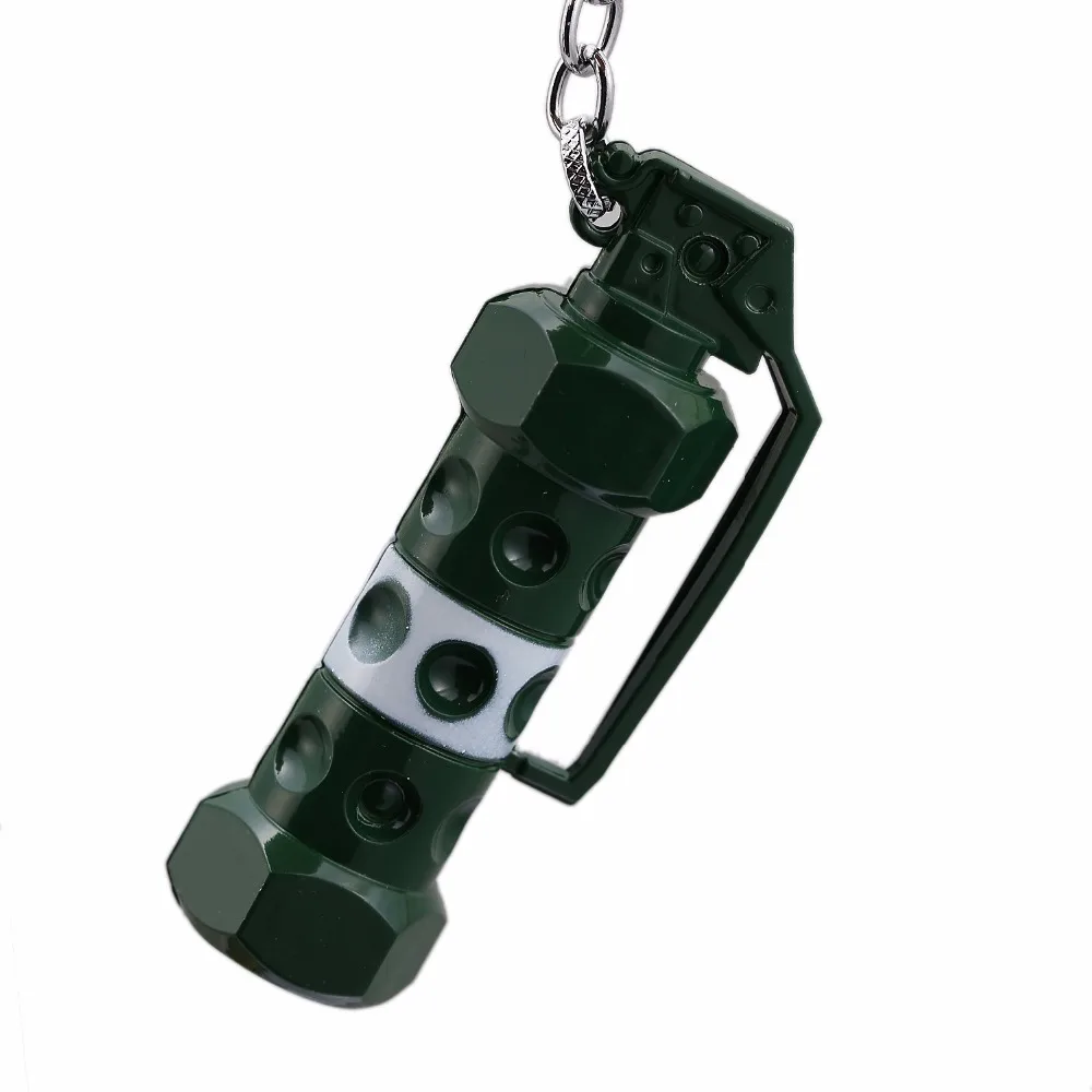 Shock bomb Pendant Key Chain Green Weapons Revolver Refueling Bucket Key Ring Jewelry Metal