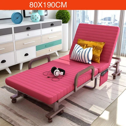 Simple Modern Folding Single Bed Office Living Room Balcony Lazy Noon Break Folding Bed Soft Cotton Fabirc Adjustable Sofa Bed