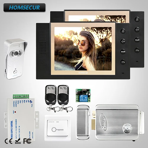 HOMSECUR 8" Wired Video Door Phone Intercom System Electric Lock+Keys Included TC021-S + TM801-B