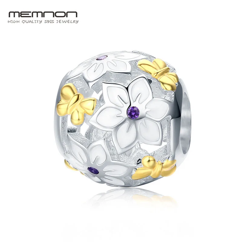 

Memnon 925 Sterling Silver Spring Collection Flower & Butterfly Enamel Charm Beads fit Charm Bracelet Fine Jewelry MCC546