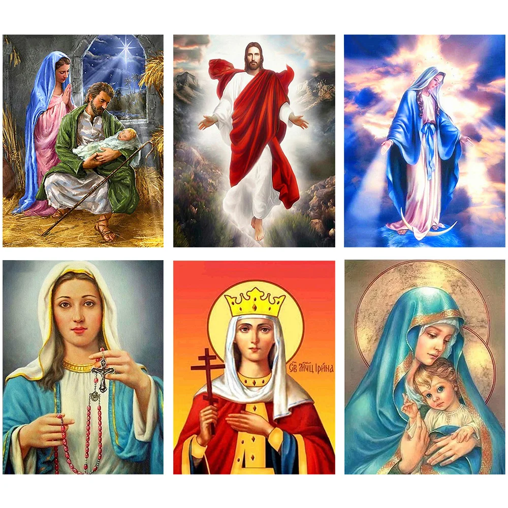 

FUYUN Diamond Painting kit series Mary 5D Diamond mosaic Round Rhinestone picture Diamond Embroidery Jesus Family Religion icons