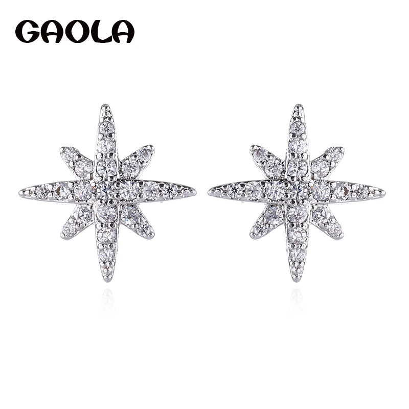 

GAOLA New Arrival Elegant Clear Cubic Zirconia Flower Earrings Beautiful Jewelry Snowflake Earrings GLE4920A
