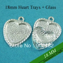18 мм Блестящие Серебряные Пустые рамки кулонов, лотки для сережек с подходящим стеклом отлично подходят для подвесок или сережек