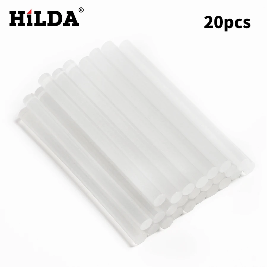 

HILDA High Quality 20pcs 7mmx100mm Hot Melt Gun Glue Sticks Plastic Sticks for Glue Gun Transparerent Color DIY Woodworking