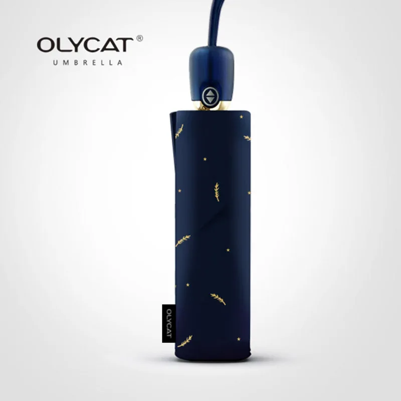 

Navy Folding Rain Umbrella Feather Pattern Automatic Lace Umbrella Women Anti UV Sunscreen High Quality Parasol Umbrellas Rainy
