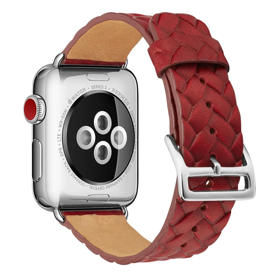 Кожаные Ремешки для наручных часов для Apple Watch Series 5 4 3 2 1, ремешок с пряжкой для iWatch 38, 40, 42, 44 мм, аксессуары для браслетов - Цвет ремешка: Wine red