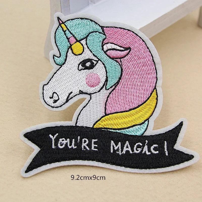 10pcs Animal Unicorn Embroidered Patches You're Magic Iron On Sewing Applique Badge Clothes