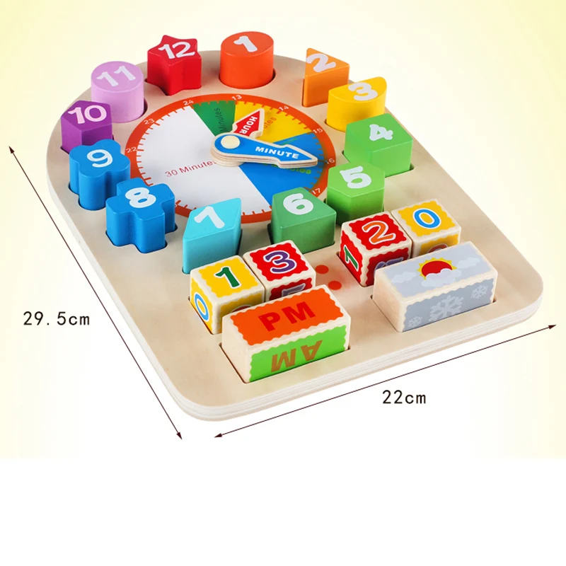 Детская материалы montessori образовательных woodentoys для детей Многофункциональный времени и ли лист часы календарь oyuncak