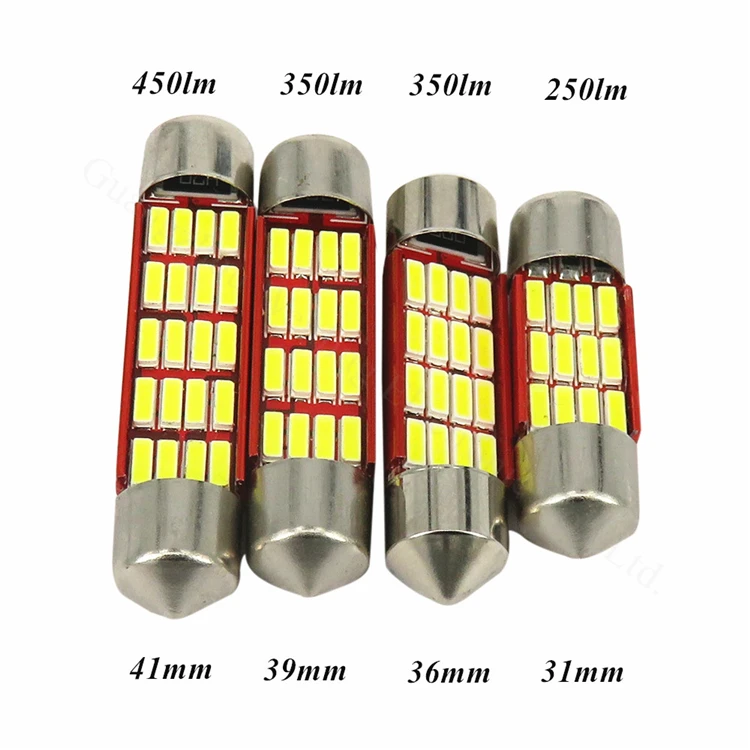 WLJH 2x Canbus светодиодный светильник C5W C10W 31 мм 36 мм 39 мм 41 мм SV8.5 4014SMD авто светодиодный светильник для салона автомобиля купольная карта номерного знака светильник