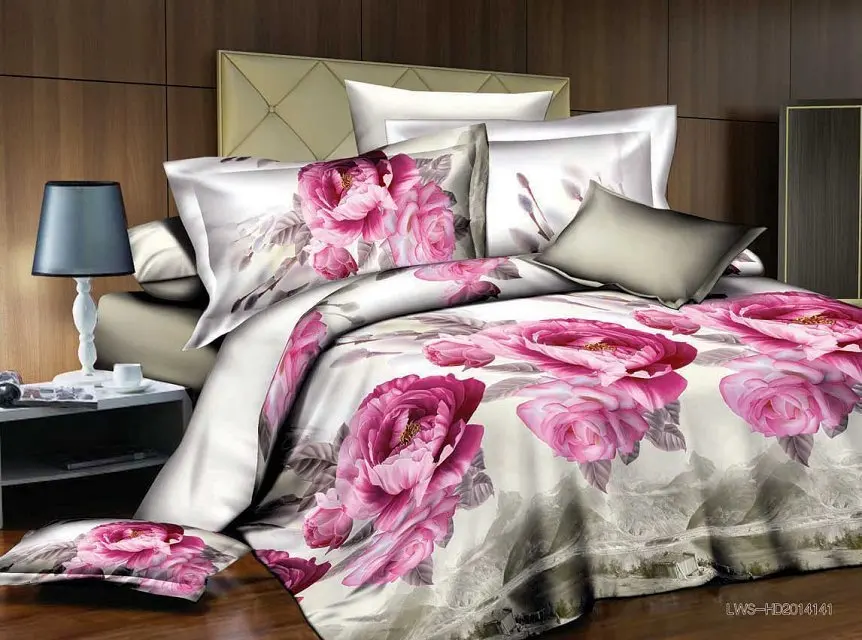 jogo de cama lençol com rosa de de alta cobertura de edredom impressora roupas de cama queen