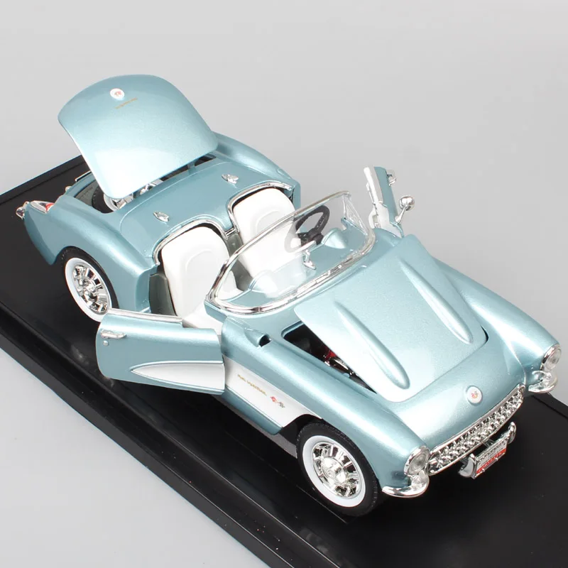 1/18 большой дорожный фирменный классический автомобиль Chevrolet Corvette 1957 Chevy vette металлические Литые и игрушечные машинки Миниатюрные модели автомобилей