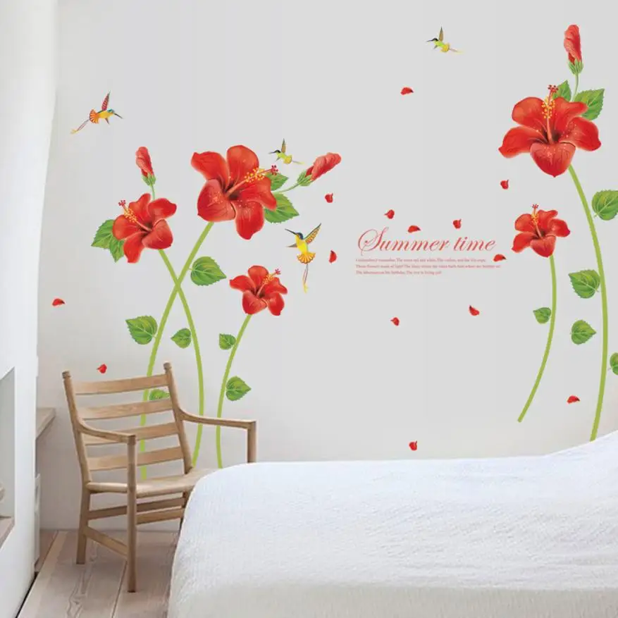 Home Decor Red Poppy Flower Wall Stickers Removable Decal Home Decor DIY Art Decoration wall sticker Home Deco mirror AU6 Home Decor Red Poppy Flower Wall Stickers Removable Decal Home Decor DIY Art Decoration wall sticker Home Deco mirror AU6