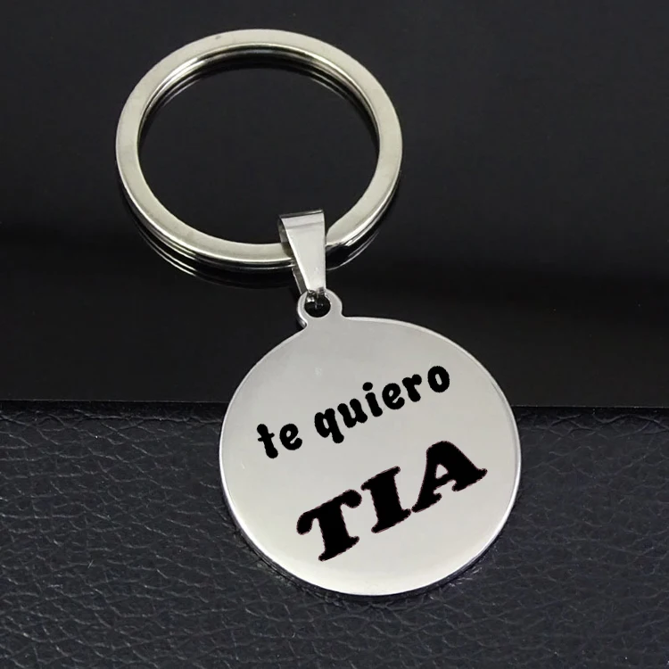 "Te quiero TIA" брелок Новое поступление письмо диск для женщин украшения тетя Прямая YP6978