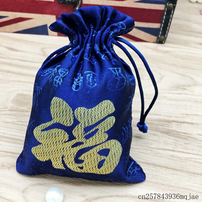 200 шт ювелирные изделия мешок Lucky Drawstring сумка свадебный мешок конфет печати вышивка подарочные пакеты случаях