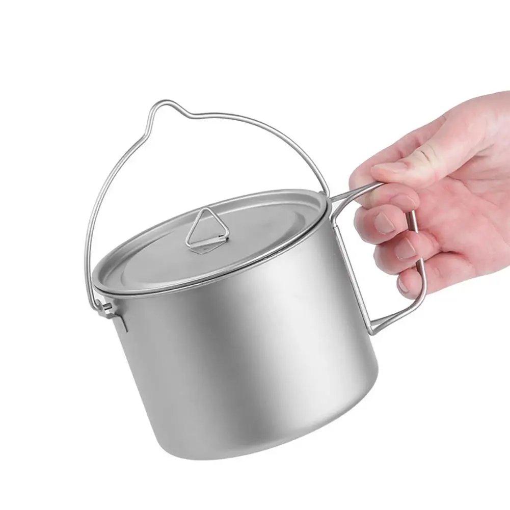 Titanium Pot Cup Mug 900ML Ultralight Outdoor Tableware Travel Coffee Tea Camping Pot Water Cups Cooking With Lid Handle