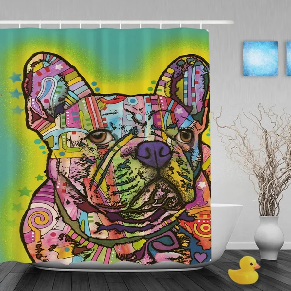 Lovely French Bulldog Shower Curtains Art Dog Personalized Bathroom