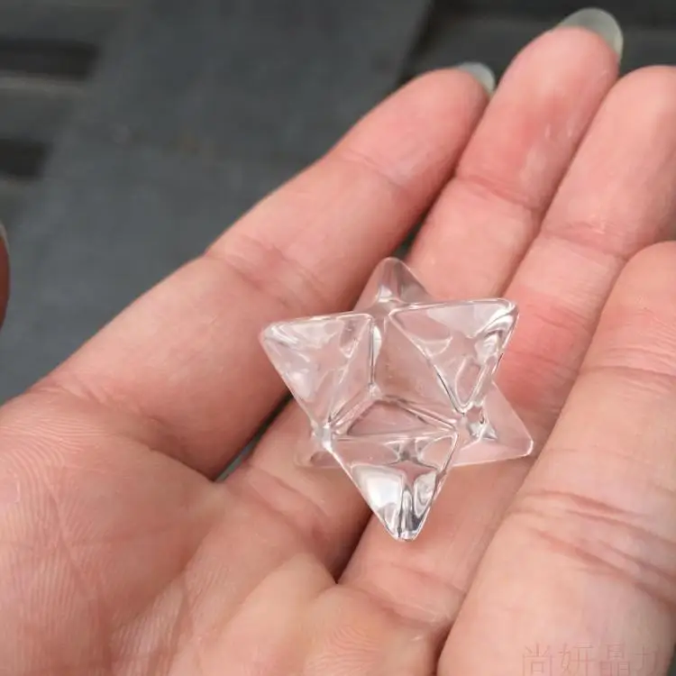 

Natural white crystal powder Mel Kaba Pendant Necklace flower lovers pendant six angle Merkaba