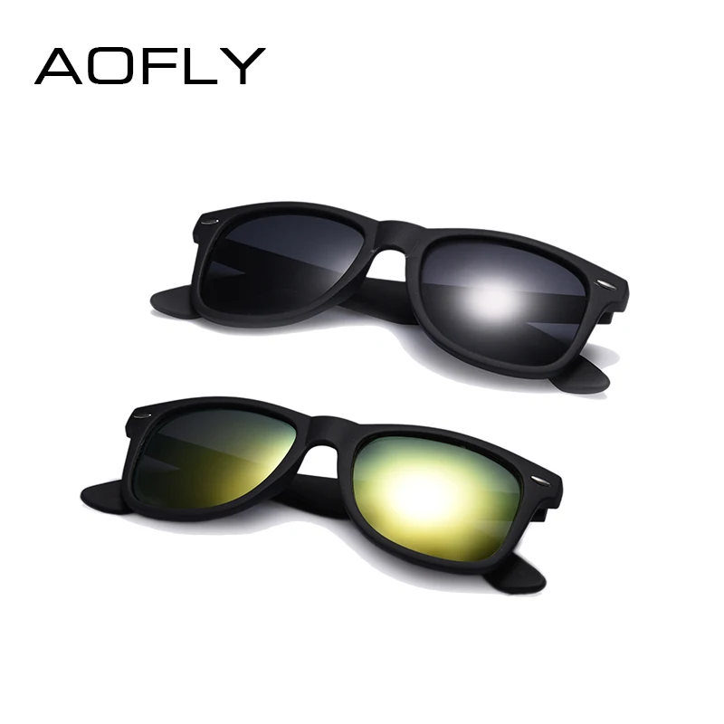 AOFLY, модные солнцезащитные очки, мужские, поляризационные, солнцезащитные очки, мужские, для вождения, зеркала, покрытие, очки, черная оправа, мужские солнцезащитные очки, UV400 - Цвет линз: C5-C2